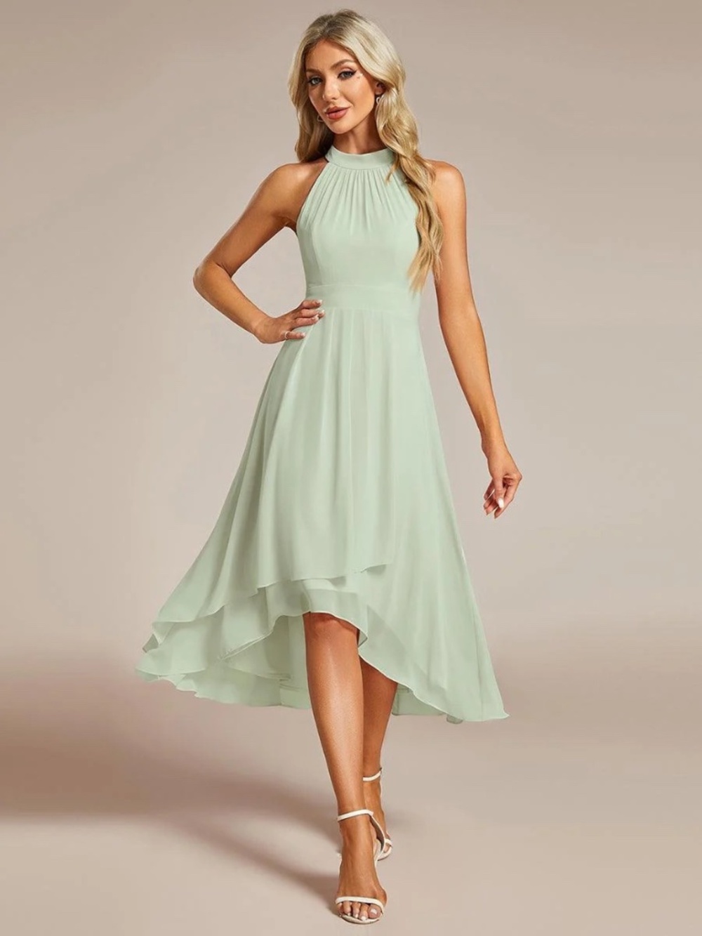 Mint Green Chiffon Dress (Size 10)
